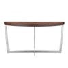 Tini 55 Inch Console Table, Oval Top, Chrome Frame, Walnut Brown Finish By Casagear Home