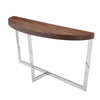 Tini 55 Inch Console Table, Oval Top, Chrome Frame, Walnut Brown Finish By Casagear Home