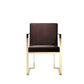Boly 24 Inch Dining Armchair, Cushioned Brown Velvet Seat, Gold Cantilever  By Casagear Home