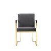 Boly 24 Inch Dining Armchair, Charcoal Gray Polyester Seat, Gold Cantilever By Casagear Home