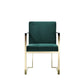 Boly 24 Inch Dining Armchair Cushioned Green Velvet Seat Gold Cantilever By Casagear Home BM314988