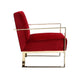 Boly 31 Inch Lounge Chair, Cushioned Maroon Velvet Seat, Gold Sled Legs  By Casagear Home