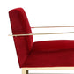 Boly 31 Inch Lounge Chair, Cushioned Maroon Velvet Seat, Gold Sled Legs  By Casagear Home