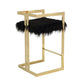 Suki 30 Inch Barstool Chair Black Faux Fur Seat Gold Cantilever Base By Casagear Home BM314992