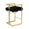 Suki 30 Inch Barstool Chair Black Faux Fur Seat Gold Cantilever Base By Casagear Home BM314992