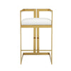 Suki 30 Inch Barstool Chair, White Faux Leather Seat, Gold Cantilever Base By Casagear Home