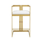 Suki 30 Inch Barstool Chair White Faux Leather Seat Gold Cantilever Base By Casagear Home BM314994