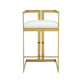 Suki 30 Inch Barstool Chair White Faux Leather Seat Gold Cantilever Base By Casagear Home BM314994