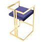 Suki 26 Inch Counter Height Chair, Navy Blue Velvet, Gold Cantilever Base By Casagear Home