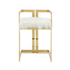 Suki 26 Inch Counter Height Chair White Faux Fur Gold Cantilever Base By Casagear Home BM314997