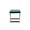 Sovi 24 Inch Accent Stool Ottoman Bench Plush Green Velvet Gold X Base By Casagear Home BM315000