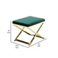 Sovi 24 Inch Accent Stool Ottoman Bench Plush Green Velvet Gold X Base By Casagear Home BM315000