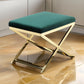 Sovi 24 Inch Accent Stool Ottoman Bench Plush Green Velvet Gold X Base By Casagear Home BM315000