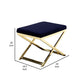 Sovi 24 Inch Accent Stool Ottoman Bench, Cushioned Blue Velvet, Gold X Base By Casagear Home