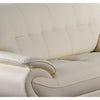 Olaf 69 Inch Loveseat Tufted Ivory Faux Leather Chrome Metal Wood By Casagear Home BM315003