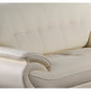 Olaf 69 Inch Loveseat Tufted Ivory Faux Leather Chrome Metal Wood By Casagear Home BM315003