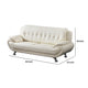 Olaf 82 Inch Sofa Tufted Ivory Faux Leather Upholstery Chrome Metal Wood By Casagear Home BM315004