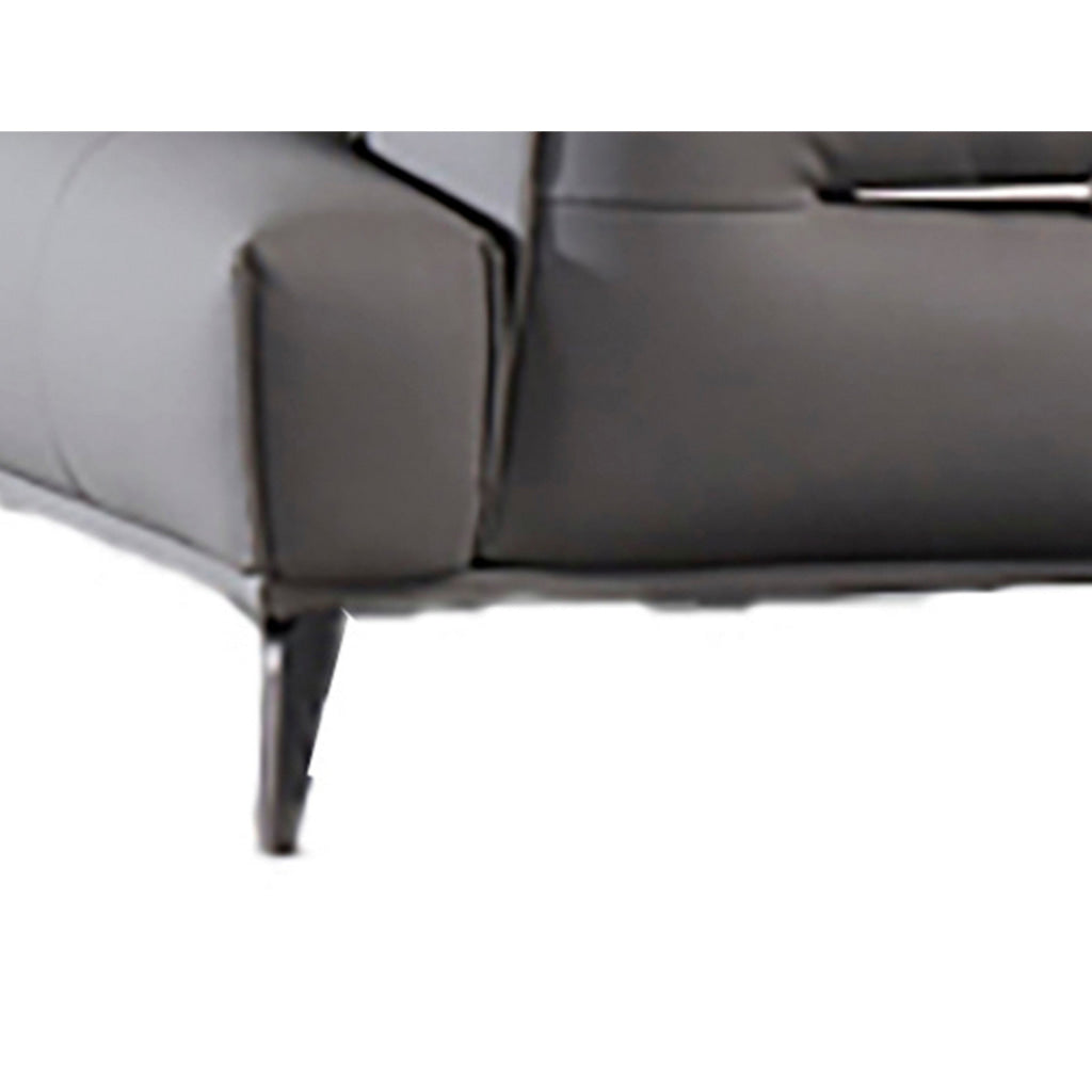 Elsa 53 Inch Sofa Chair Gray Leather Seat and Armrests Chrome Metal By Casagear Home BM315005