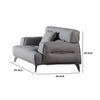 Elsa 53 Inch Sofa Chair Gray Leather Seat and Armrests Chrome Metal By Casagear Home BM315005