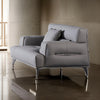 Elsa 53 Inch Sofa Chair, Gray Leather Seat and Armrests, Chrome Metal By Casagear Home