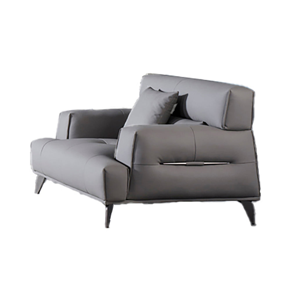 Elsa 53 Inch Sofa Chair Gray Leather Seat and Armrests Chrome Metal By Casagear Home BM315005