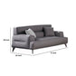 Elsa 70 Inch Loveseat Gray Leather Wide Seat and Armrests Chrome Metal By Casagear Home BM315006