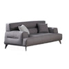 Elsa 70 Inch Loveseat Gray Leather Wide Seat and Armrests Chrome Metal By Casagear Home BM315006