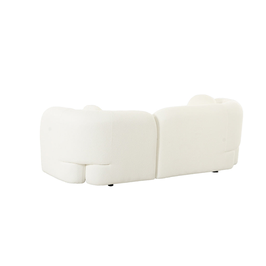 Diana 80 Inch Loveseat Thick Padded Wide Seat Off White Fabric Wood By Casagear Home BM315007