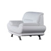 Siaa 47 Inch Sofa Chair White Faux Leather Upholstery Chrome Metal Wood By Casagear Home BM315008