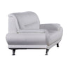 Siaa 57 Inch Loveseat White Faux Leather Upholstery Chrome Metal Wood By Casagear Home BM315009