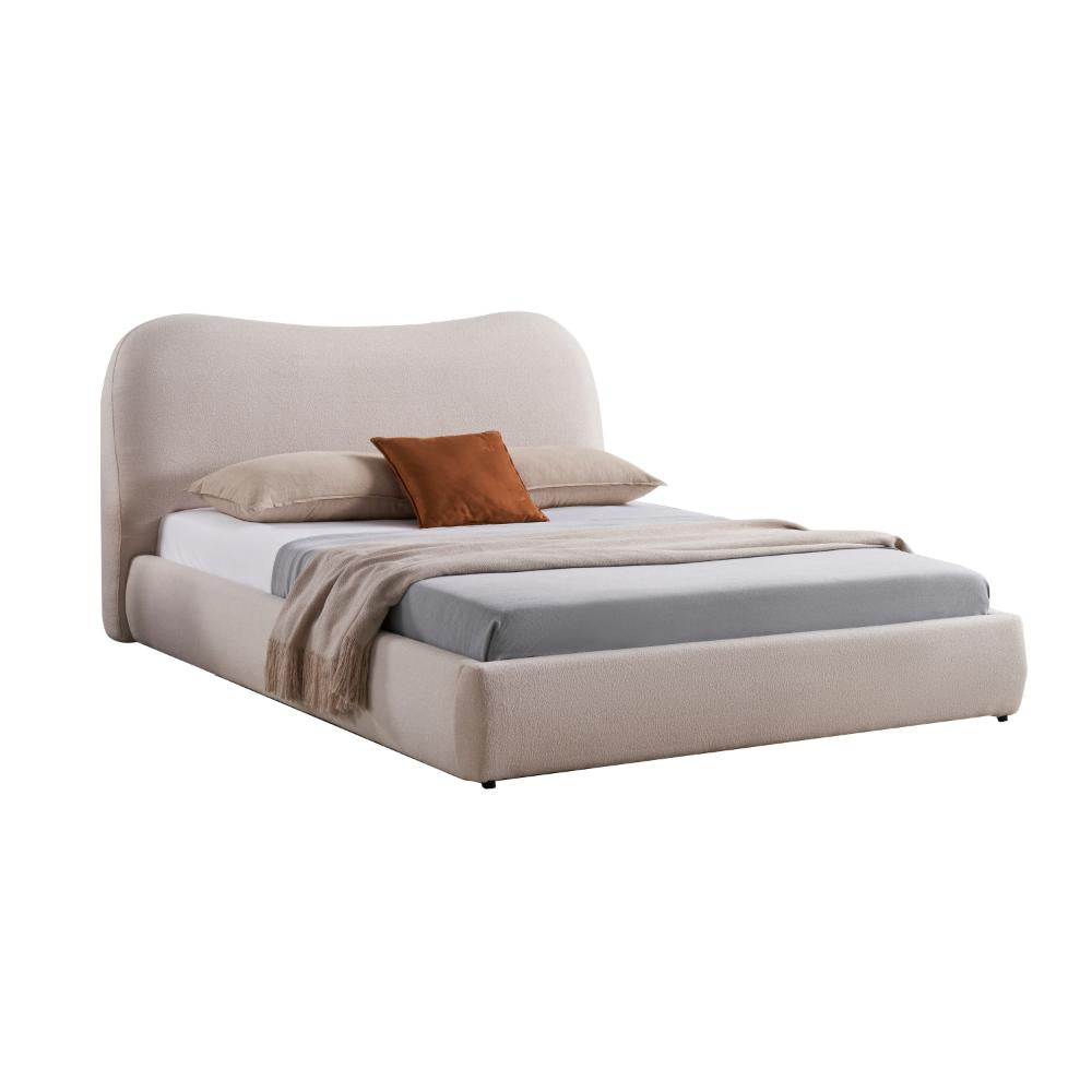 Diy King Size Bed Low Profile Camelback Headboard Ivory Upholstery Wood By Casagear Home