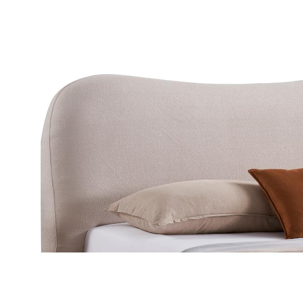 Diy King Size Bed Low Profile Camelback Headboard Ivory Upholstery Wood By Casagear Home