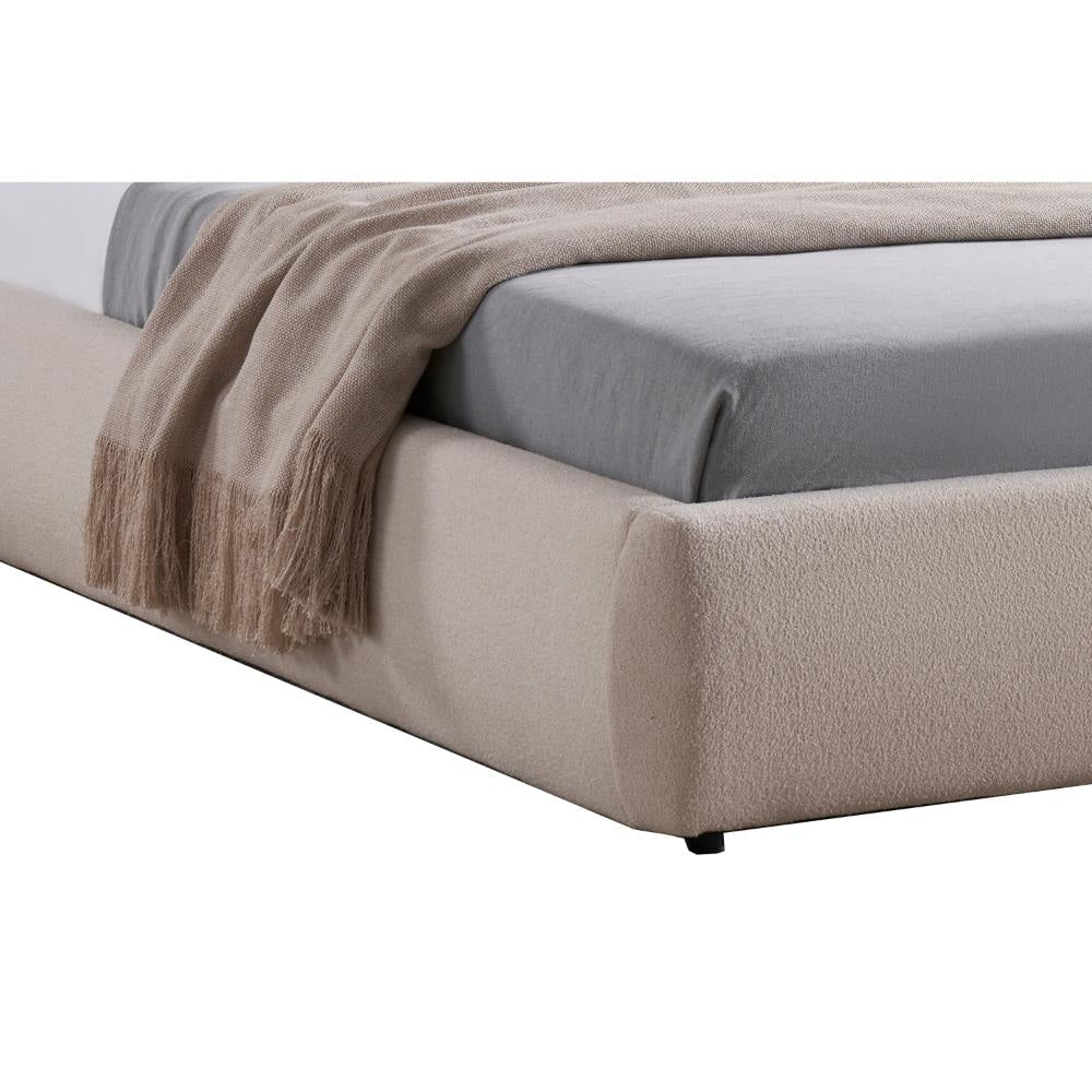 Diy King Size Bed Low Profile Camelback Headboard Ivory Upholstery Wood By Casagear Home