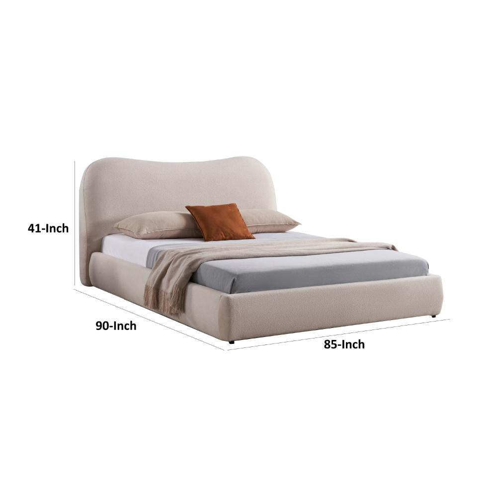 Diy King Size Bed Low Profile Camelback Headboard Ivory Upholstery Wood By Casagear Home