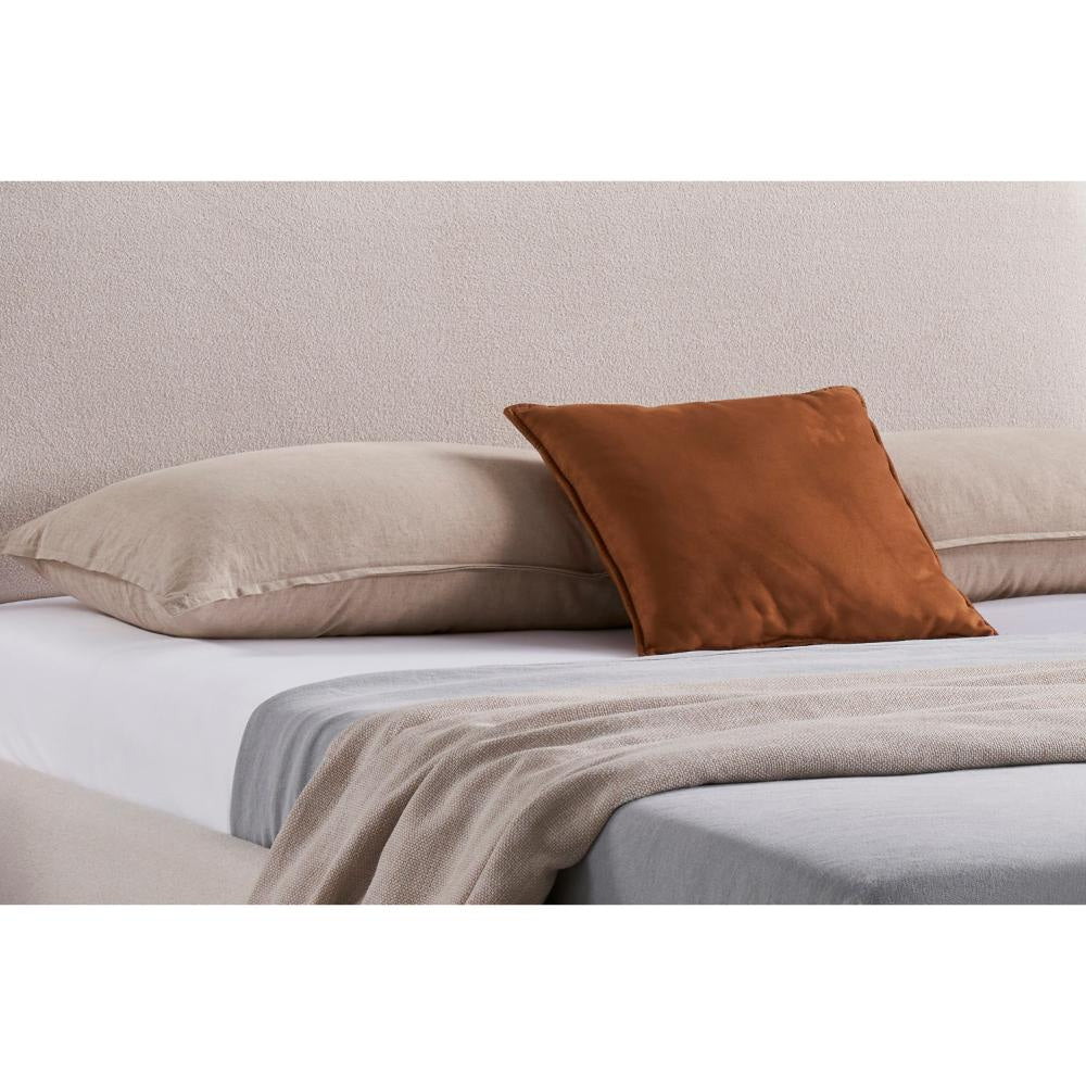 Diy Queen Size Bed Low Profile Camelback Headboard Ivory Upholstery Wood By Casagear Home