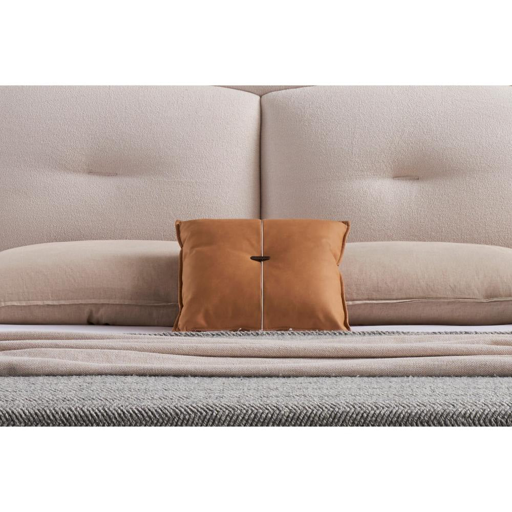 Kia California King Bed Low Profile Ivory Upholstered Pillow Headboard By Casagear Home