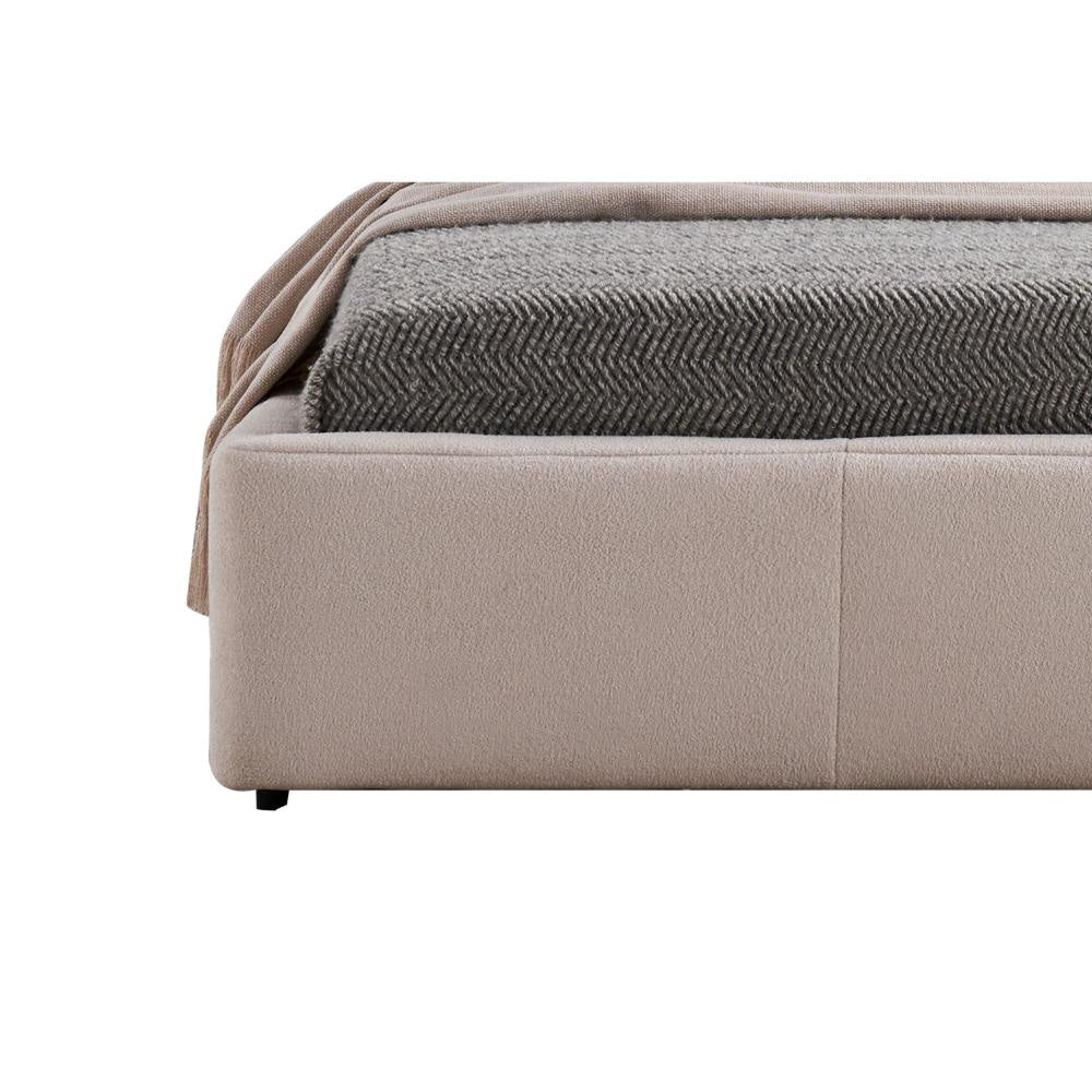Kia California King Bed Low Profile Ivory Upholstered Pillow Headboard By Casagear Home