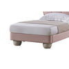 Jeny Queen Size Bed Pink Leather Upholstered Tufted Headboard Wood By Casagear Home BM315018