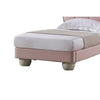 Jeny Queen Size Bed Pink Leather Upholstered Tufted Headboard Wood By Casagear Home