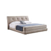 Soen Queen Size Bed Beige Leather Tufted Upholstery Low Profile Wood By Casagear Home BM315020
