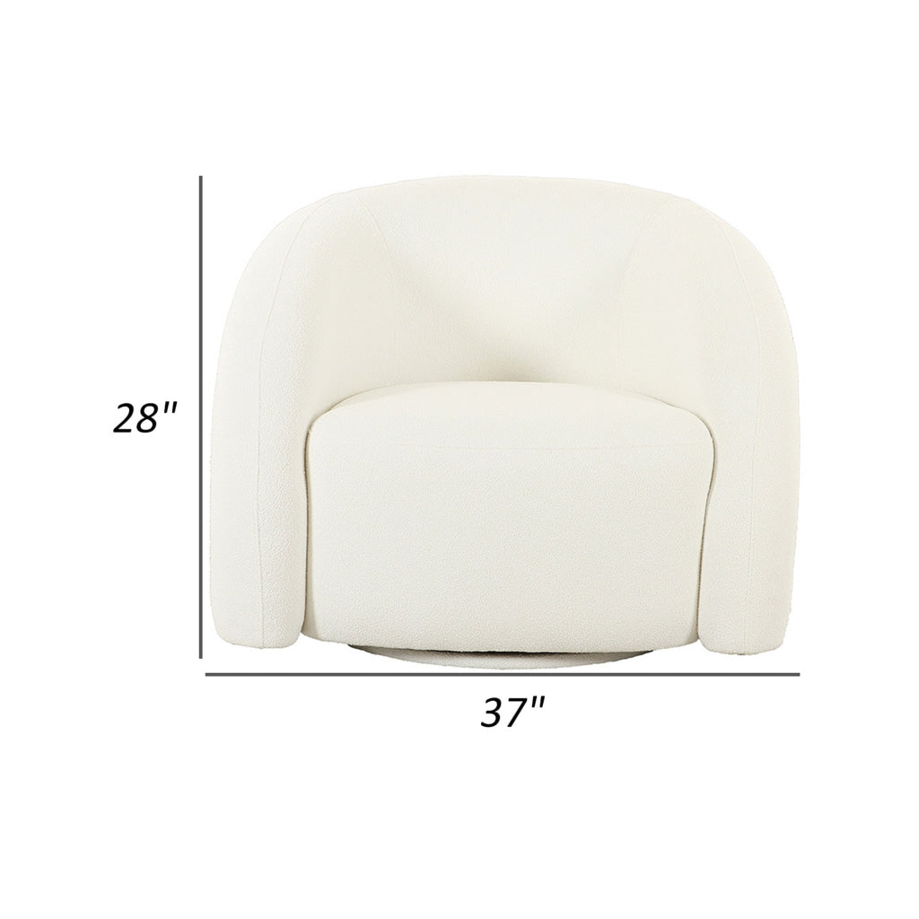 37 Inch Swivel Accent Chair Barrel Style Armrests White Fabric Wood By Casagear Home BM315023