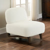 34 Inch Accent Chair Armless Softly Padded White Fabric Solid Wood By Casagear Home BM315024