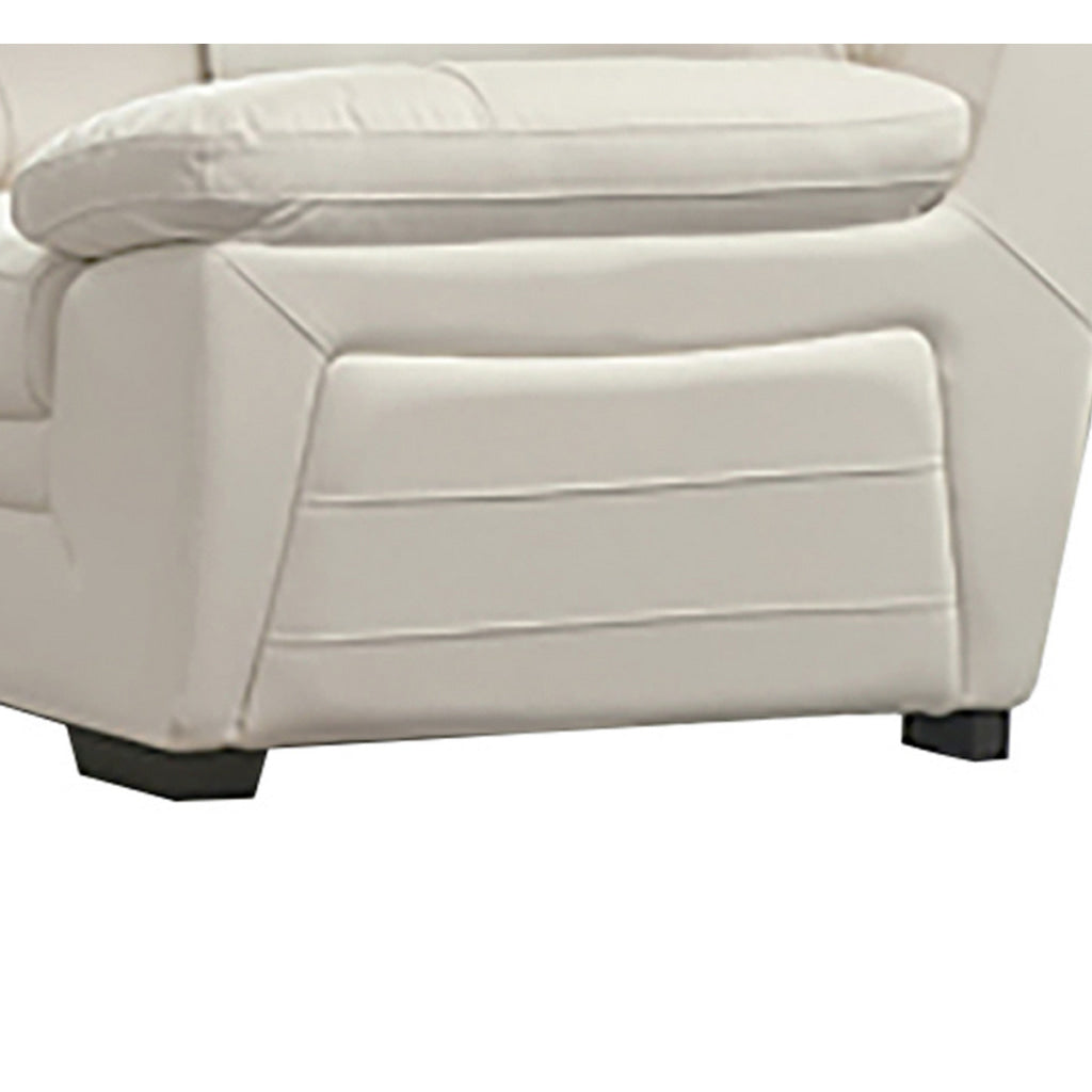 Gie 46 Inch Sofa Chair Ivory Tufted Italian Leather Upholstery Cushioned By Casagear Home BM315033