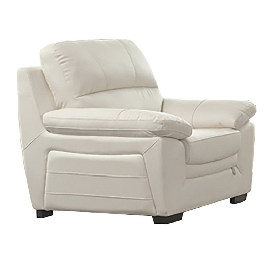 Gie 46 Inch Sofa Chair Ivory Tufted Italian Leather Upholstery Cushioned By Casagear Home BM315033