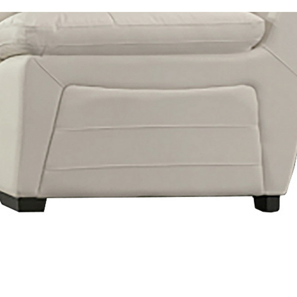 Gie 67 Inch Loveseat Padded Soft Ivory Tufted Italian Leather Upholstery By Casagear Home BM315034