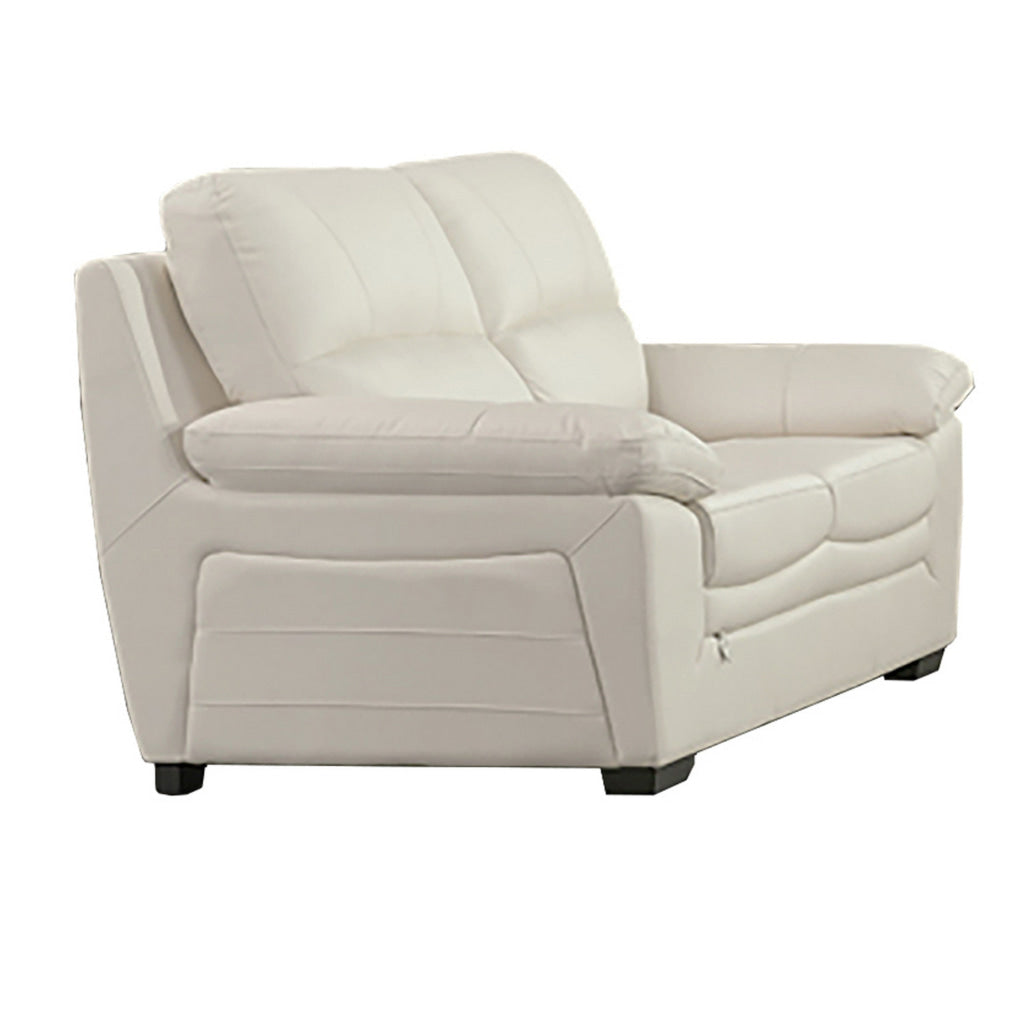 Gie 67 Inch Loveseat Padded Soft Ivory Tufted Italian Leather Upholstery By Casagear Home BM315034