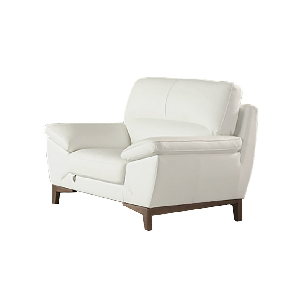 Fina 48 Inch Accent Sofa Chair Cushioned White Tufted Italian Leather By Casagear Home BM315035