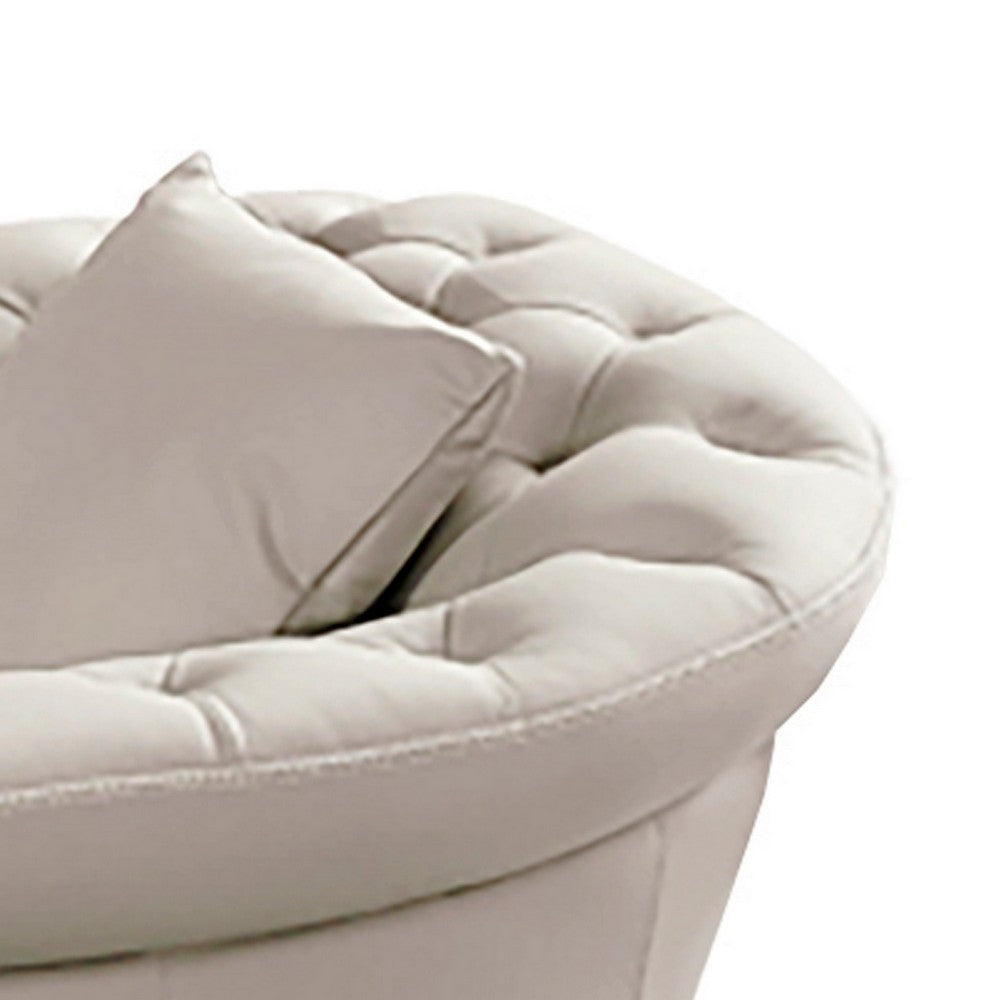 Tmy 45 Inch Accent Chair Throw Pillow Light Gray Tufted Italian Leather By Casagear Home
