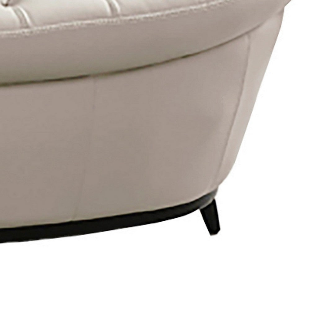 Tmy 45 Inch Accent Chair Throw Pillow Light Gray Tufted Italian Leather By Casagear Home