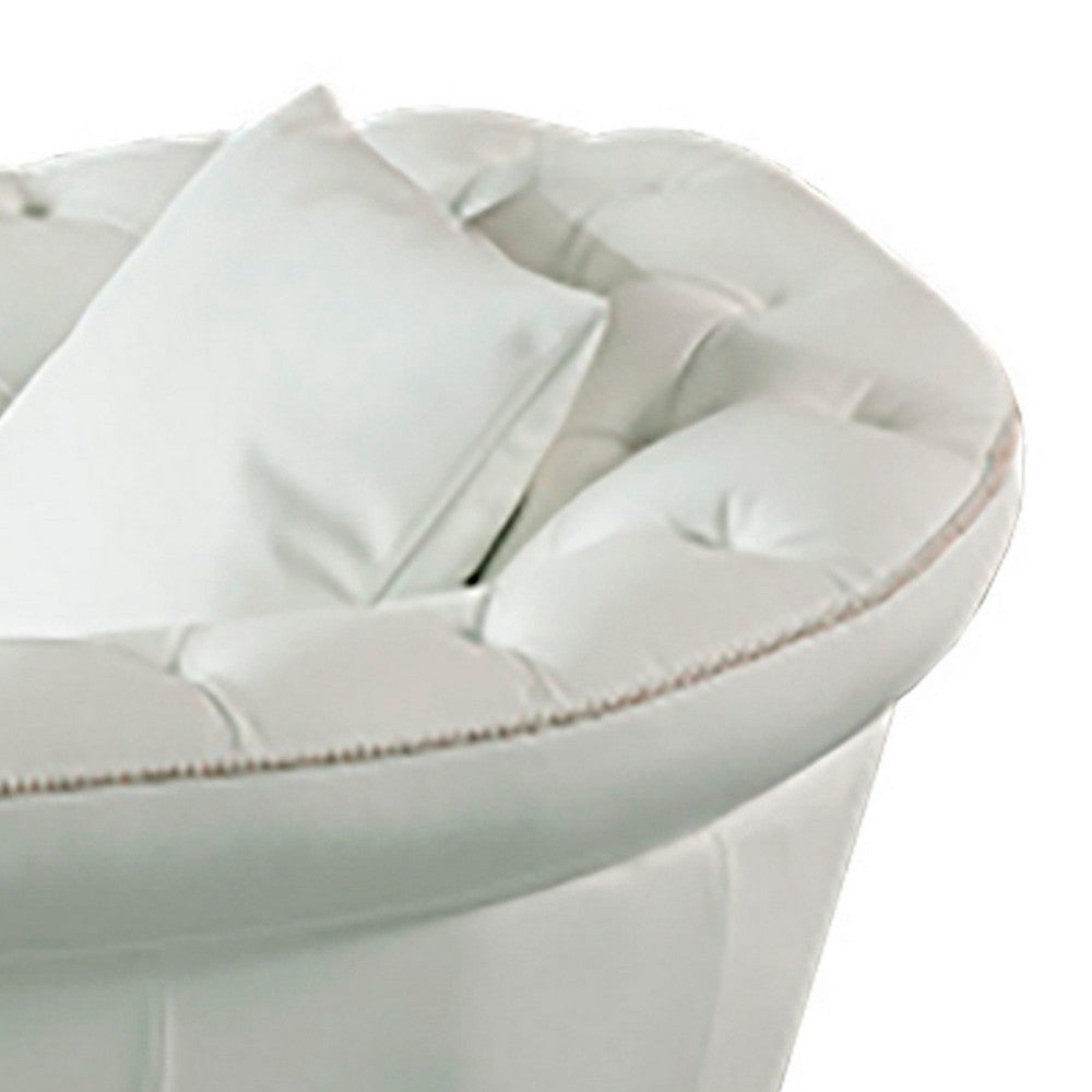 Tmy 45 Inch Accent Chair Throw Pillow Soft White Tufted Italian Leather By Casagear Home